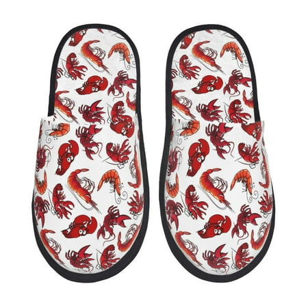 

House Slippers for Women and Men Funny Shrimp Comfy Fuzzy Bedroom Slippers Furry Home Shoes for Indoor Outdoor