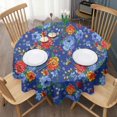 thumbnail image 3 of Pioneer Flower Floral Print Pattern Round Tablecloth 60"x60",Wrinkle Wipeable Table Cloth for Kitchen Dining Room Picnic Patio Party, 3 of 6
