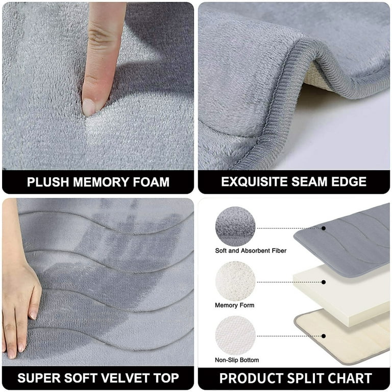 Genteele Memory Foam Bath Mat Non Slip Absorbent Super Cozy Velvet Bathroom  Rug Carpet (20 inches X 32 inches, Black)