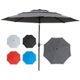 thumbnail image 1 of Outsunny Parasol de Patio 9 Pi à 3 Niveaux, Parasol de Marché Extérieur avec Manivelle, Inclinaison à Bouton-Poussoir pour Terrasse, Cour Arrière et Pelouse, Gris Pâle, 1 of 10