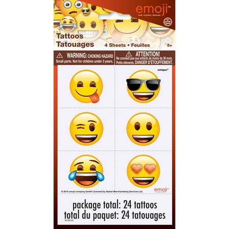 (3 Pack) Emoji Temporary Tattoos, 24ct (Best Three D Tattoos)