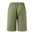 thumbnail image 3 of Linen Shorts for Men 7 Inch Inseam Casual Summer Vacation Beach Shorts with Pockets Elastic Waist Baggy Golf Short Army Green M, 3 of 4