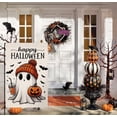 thumbnail image 2 of Halloween Ghost Garden Flag 12x18 Vertical Double Sided Black Bat Happy Fall Holiday Outside Decorations Burlap Yard Flag BW836, 2 of 6
