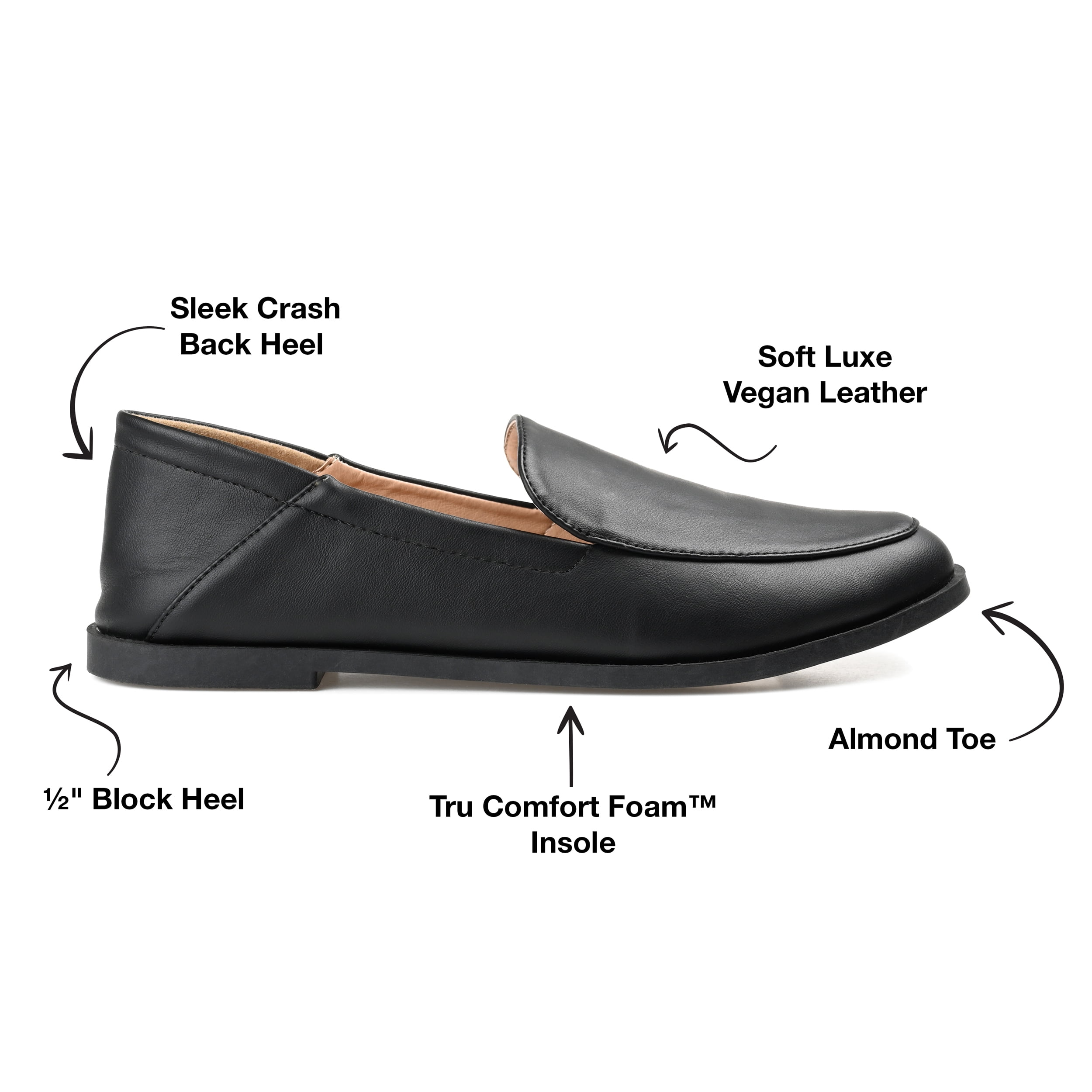 Journee Womens Corinne Slip On Almond Toe Loafer Flats, Widths Available