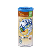 Wylers Light Canister Drink Mix - Peach Iced Tea Water Powder Enhancer Canister (6 Canisters that make 12 Quarts Each)