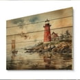 thumbnail image 2 of Designart "Guiding Light Vintage Lighthouses II" Nautical & Beach Print on Natural Pine Wood, 2 of 5
