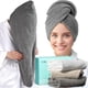 thumbnail image 1 of wonima11 3 Pack Large Microfiber Hair Towel Wrap, 30" x 10" Anti Frizz Quick Dry Hair Towels for Women Long, Curly, Thick Hair, Super Absorbent Hair Turban for Wet Hair (Grey, White, Camel), 1 of 1