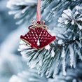 thumbnail image 6 of YIKA Christmas Wine Red Flocking Bow And Star And Double Bells Pendant Christmas Tree Ornaments A, 6 of 6