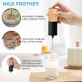 thumbnail image 2 of Espumador de leche de mano para café, espumador de leche eléctrico con soporte, 2 of 5
