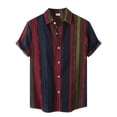 thumbnail image 1 of Niuer Men Striped Short Sleeve Shirts Button Down Loose Tops Summer Casual Aloha Hawaiian Beach Shirts, 1 of 5