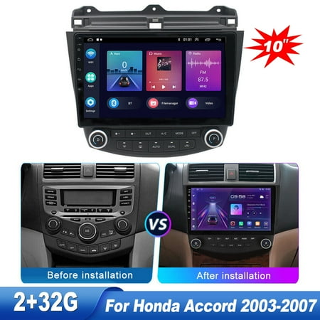 Zcargel Car Stereo Radio for Honda Accord 2003-2007 10.1 Touch Screen in-Dash GPS Navigation Wireless Apple Carplay Android Auto Radio with Bluetooth WiFi USB AHD Backup Camera Mic 2+32G