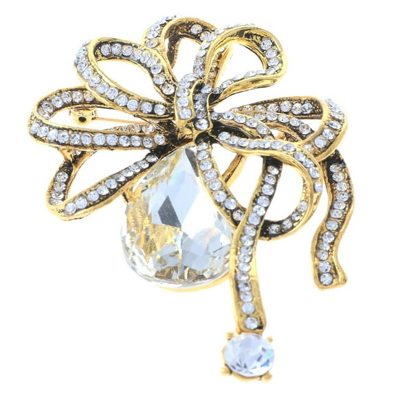 Crystal Bow Brooch