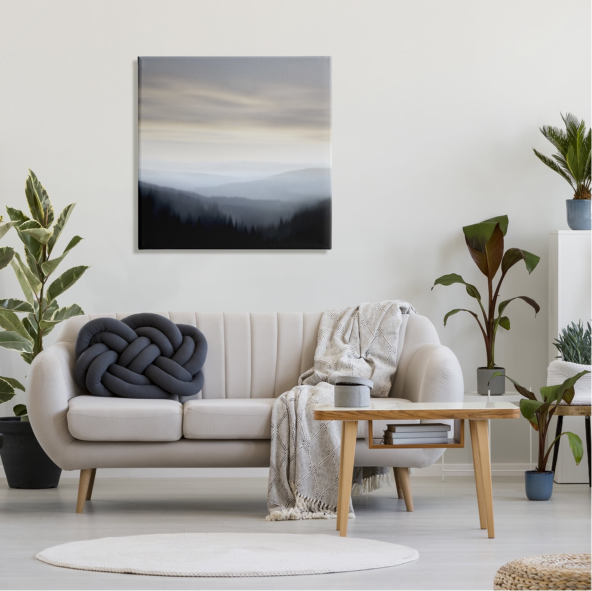 Stupell Industries Grey Mountain Range Landscape Painting Gallery Wrapped Canvas Art Print Wall Art, 30 x 30