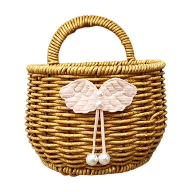 Cesta tejida a mano, organizador de flores, cesta decorativa para colgar en la pared Ala pequeña