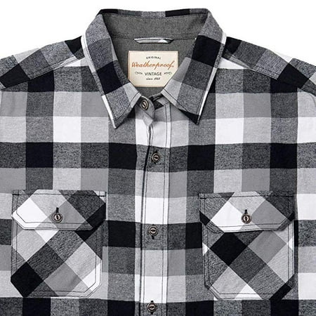 Weatherproof Vintage Men's Lightweight Plaid Flannel Shirt (Black/Gray L)