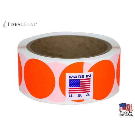 Bright Dots - Color Coding Labels Super Bright Neon Orange Round Circle Dots For Organizing Inventory 1.5 Inch (Neon Orange) (1000-Roll)