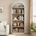 thumbnail image 5 of Arched Bookshelf, 70.9" Tall Arch Bookcase with Storage, 5-Tier Farmhouse Book Shelf, Modern Arched Cabinet, Wooden Bookshelf with Open Display Shelves for Living Room, Office, 5 of 10