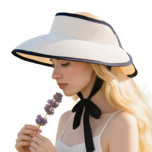 TT Sun Visor Hats Women Wide Brim Pontytail Summer Beach Hats, Packable Beach Hats, Sun Protection
