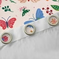 thumbnail image 4 of Manfei Kawaii Cartoon Butterflies Black Out Curtains,Green Leaves Multicolor Daisy Curtains Pack of 2 (42x63 Each),Pink Green Bedroom Curtains For Teens Girls,Uper Cozy Room Decor, 4 of 6