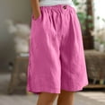 thumbnail image 2 of QATAINLAV Womens Wide Leg Cotton Linen Shorts Summer Casual Comfy Bermuda Shorts Elastic Waist Knee Length Short Pants Hot Pink L Ofertas en Walmart, 2 of 7