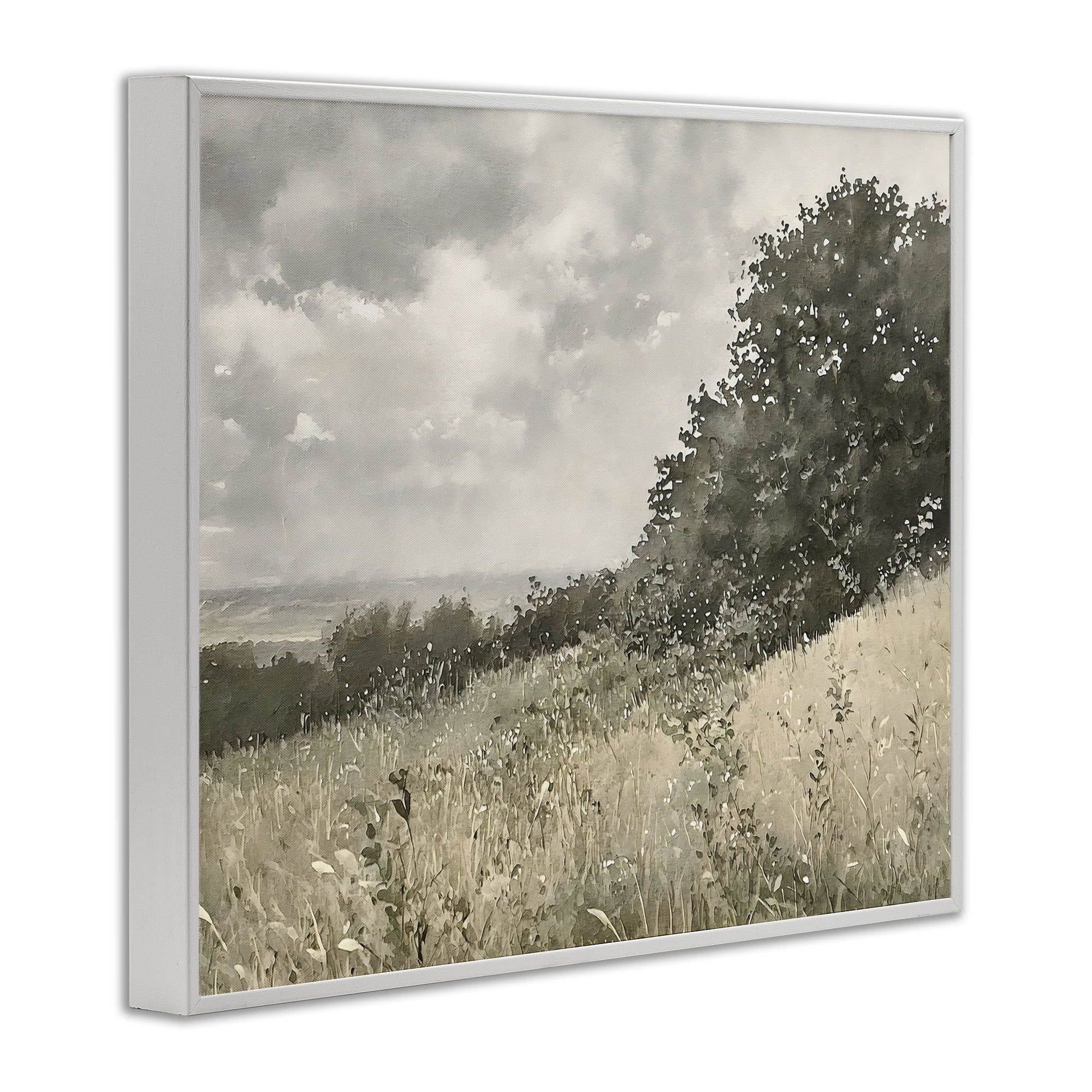 Stupell Industries Soft & Subtle Meadow Landscape White Framed Giclee Art, design by Riley B