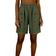 thumbnail image 2 of Cagogo Women's Plus Size Bermuda Shorts Elastic Waist Casual Loose Pants with Pockets Summer Vacation Beach Travel Lounge Shorts for Women, Army Green 3XL, 2 of 6
