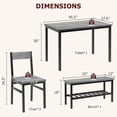 thumbnail image 4 of Bingirl Dining Table and 4 - Chair Set with Bench: Compact Design for Small Spaces, Versatile Seating, Vintage Style, Durable, Easy to Assemble, Grey, 4 of 8