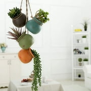 MyGift Set of 4 Multicolor Hanging Ceramic 4 Planter Pots