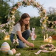 thumbnail image 7 of Easter Flocked Bunnies Figurine Easter Decorations, Flocked Easter Bunny Decor, Spring Tables Decoration Centerpieces Indoor Easter Decorating Bunnies for Home Office Party Supplies（Green）, 7 of 7