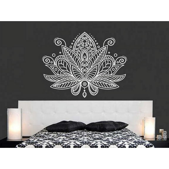 Lotus Flower Wall Decal Mandala Vinyl Sticker Decals Mehndi Bohemian Decor