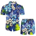 thumbnail image 1 of Vedolay Short Sets For Men Men's Hawaiian Shirt and Short, 2 Piece Vacation Short Sleeve Shirt and Short Suits,Gray M, 1 of 3