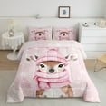 thumbnail image 2 of jejeloiu Wild Christmas Reindeer Queen Comforter Set,Merry Xmas Bedding Sets,Pink Brown White Bedding Comforter Set For Children,Super Cozy Room Decor Reversible,3pcs, 2 of 8