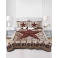 thumbnail image 2 of Quilt King Size Bedding Set, Texas Star Vintage Reversible Summer Quilt 3 Pieces, Red Berry Retro Art Wooden Lightweight Bedspreads Coverlets with 2 Pillow Shams for All Seasons, 2 of 5