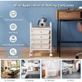 thumbnail image 3 of 4-Tier Utility Cart with 4 Drawers, Rolling Utility Cart with 2 Lockable Caster Wheels, Multipurpose Mobile Rolling Drawer Cart for Office Bathroom Kitchen, Ivory White, 3 of 17
