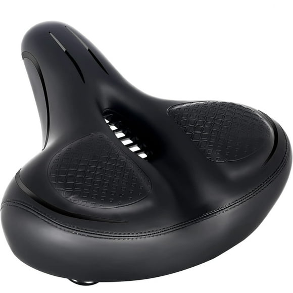 OverSized Bike Seat, Thick Memory Foam Comfort Bike Seat Cushion, Hollow Circulation Ventilation Design, Dual Shock Absorption, Waterproof PU Leather, Ergonomic Design for Men &