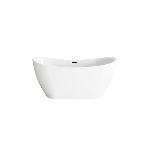 Elegant Kitchen and Bath 59 inch Bathtub in Glossy White with Matte Black Trim