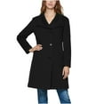 thumbnail image 4 of ClodeEU Women's Wool Blend Classic Stand Collar Pea Coat With Belt,Long Sleeve Winter Coat Black,Womens Plus XXL, 4 of 8