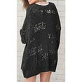 thumbnail image 3 of Outfmvch sweaters for women Open Front Crochet Knit Cardigan Sweater Loose Outwear womens tops womens sweaters Black, 3 of 9