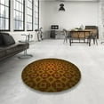 thumbnail image 3 of Ahgly Company Indoor Round Patterned Dark Bronze Brown Area Rugs, 8' Round, 3 of 6