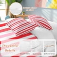thumbnail image 2 of 3 Piece Red Pink Stripe Duvet Cover Set Queen Size, Microfiber Comforter/Quilt Cover with Corner Ties and 2 Pillowcases, Geometric White Vertical Striped All Season Soft Bedding with Zipper Closure, 2 of 8