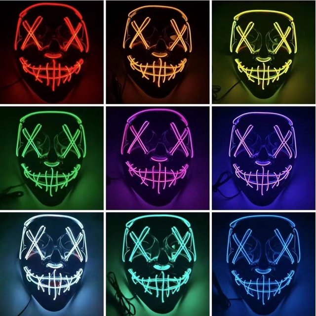 Máscara luminosa LED para Halloween, accesorios de vestir, máscara fantasma, baile de carnaval, Cosplay en forma de V, máscara LED, juguete de bromas prácticas, 2024