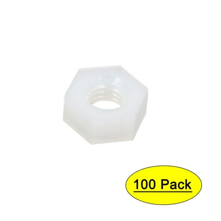 

Unique Bargains M5 Female Thread Nylon Hexagon Hex Nut Fastener Off-White 100PCS