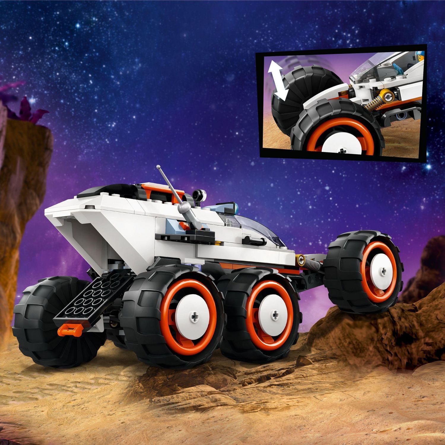 LEGO City Space Explorer Rover and Alien Life Toy, Space Gift for Boys and Girls Ages 6 and Up with 2 Minifigures, Robot and Extraterrestrial Figures, Pretend Play STEM Toy, 60431