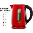 thumbnail image 2 of OVENTE Electric Kettle, 1.7L Stainless Steel Water Boiler and Heater with 1100W Power, Temperature Control, Keep Warm Function, Auto Shut-Off, Boil-Dry Protection and Cordless Serving, Red KS58R, 2 of 9