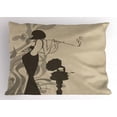 thumbnail image 2 of Vintage Woman Pillow Sham Retro Girl Posing with Cigarette with Old Nostalgic Gramophone Background, Decorative Standard King Size Printed Pillowcase, 36 X 20 Inches, Tan and Taupe, by Ambesonne, 2 of 2