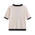 thumbnail image 3 of TRAF-Chaqueta de punto para mujer, suéter clásico de manga corta con cuello redondo y una hilera de botones, moda informal, Tops, verano 2024, 3 of 5