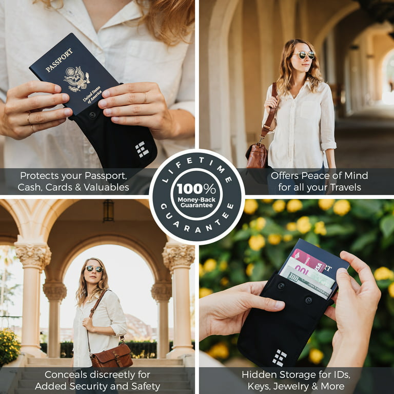 Hidden Bra Wallet - Travel Pouch & Secret Pocket for Passport, Money &  Valuables - Midnight 
