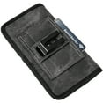 thumbnail image 4 of For Samsung Galaxy S22+ Plus Universal Horizontal Cell Phone Case Fabric Holster Carrying Pouch with Belt Clip and 2 Card Slots fit Large Devices 6.3" - Black Denim, 4 of 8
