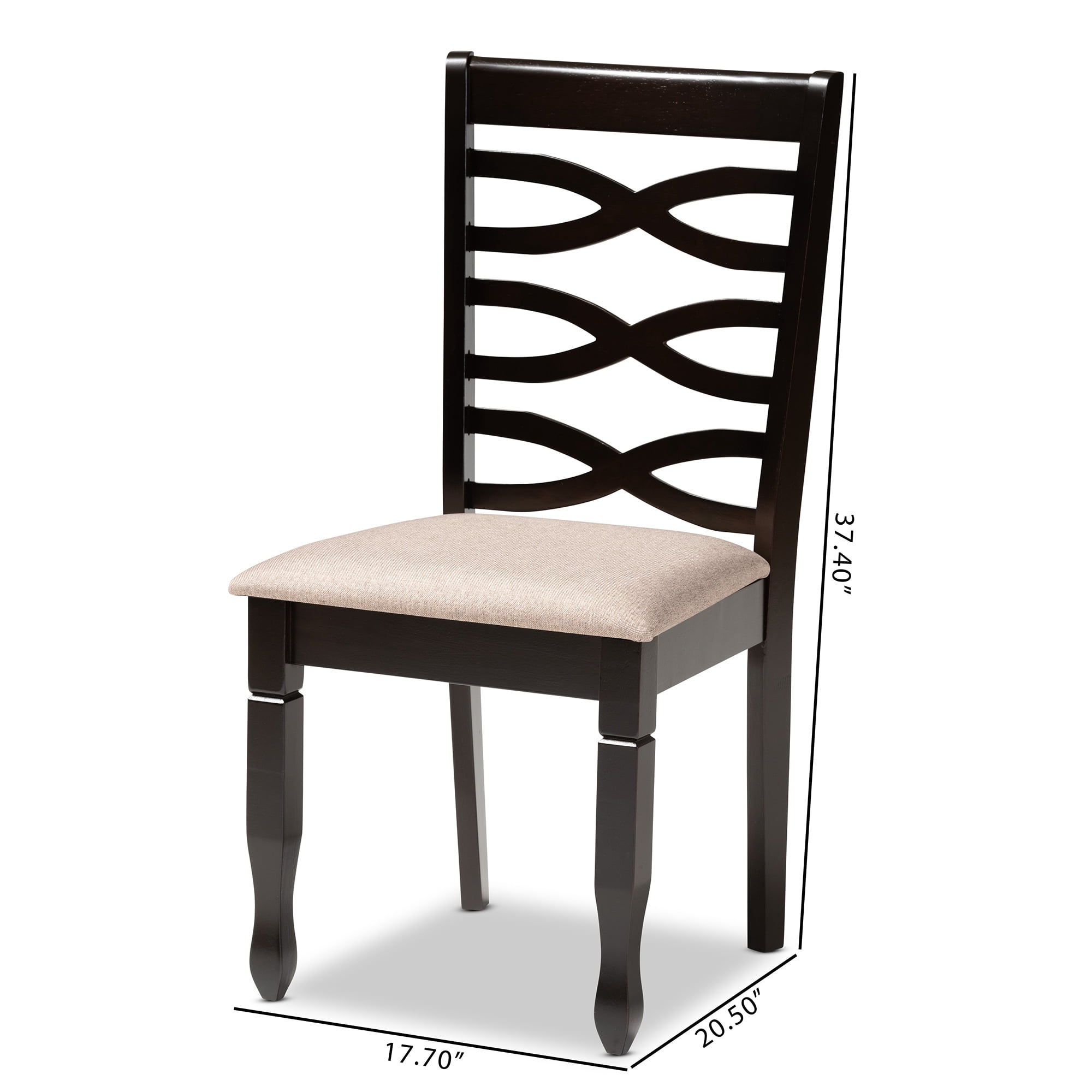 Baxton Studio Lanier Modern and Contemporary Sand Fabric Upholstered Dark Brown Finished 2-Piece Wood Dining Chair Set