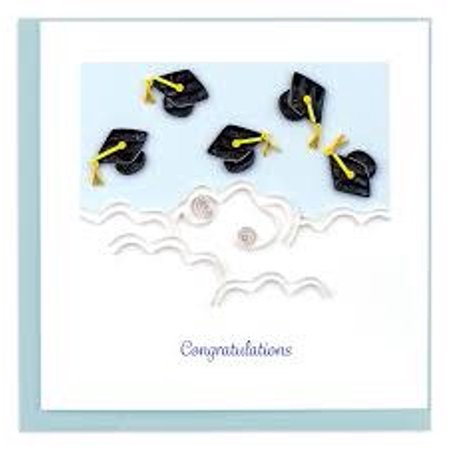 Quilled Flying Graduation Hats Congrats Card [CG811]